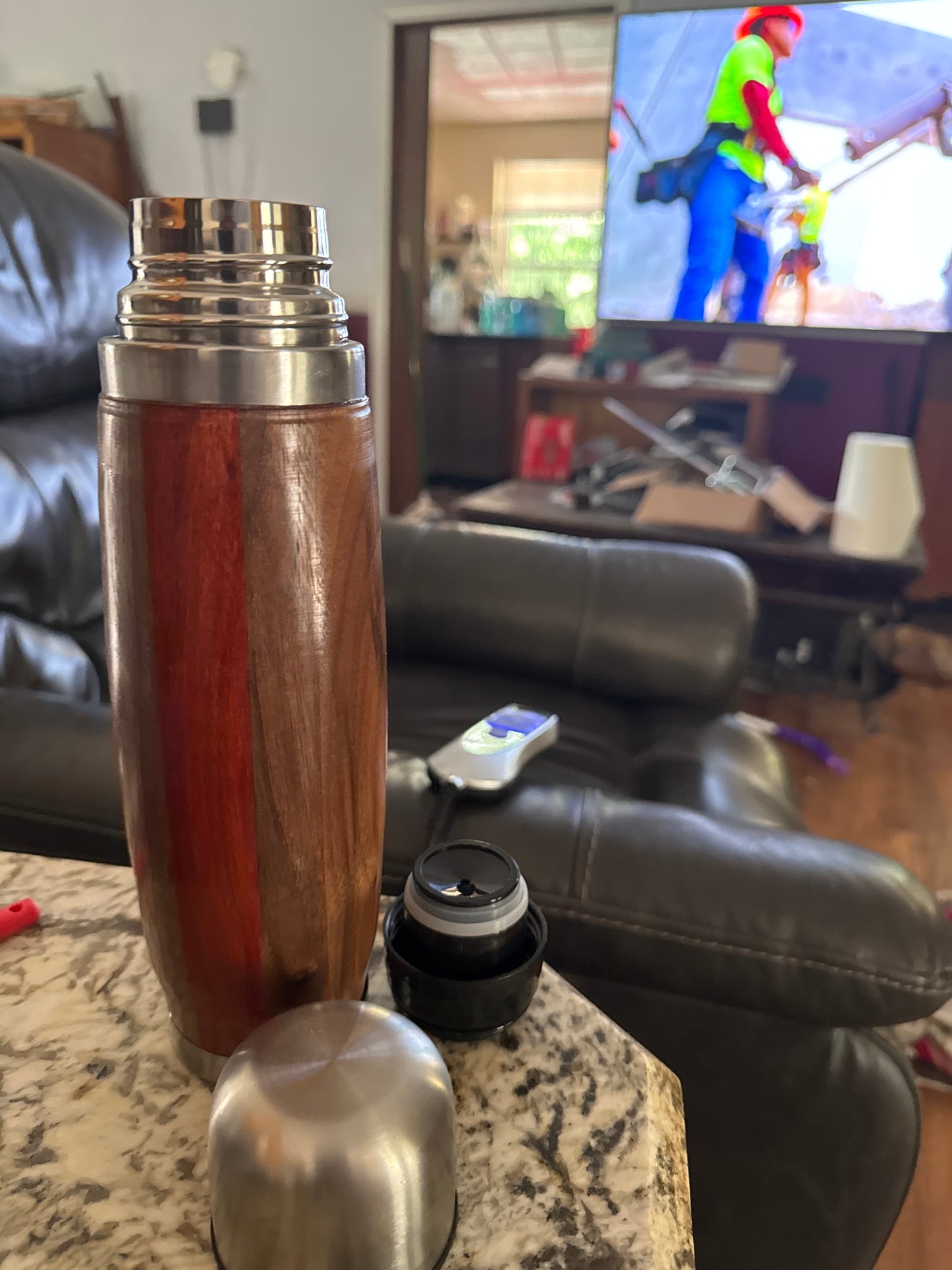 Thermos lathe turned (Walnut and bloodwood)