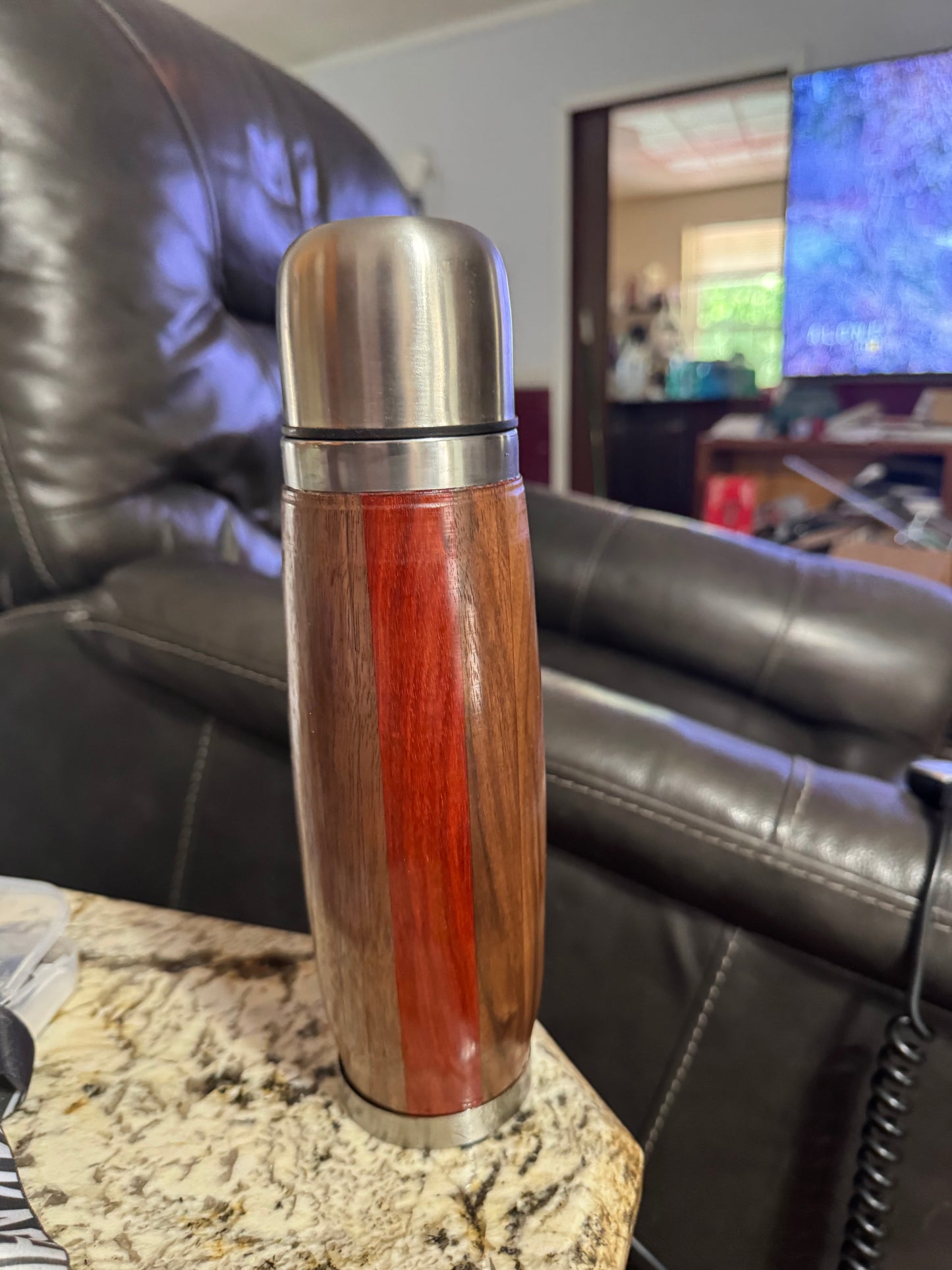 Thermos lathe turned (Walnut and bloodwood)
