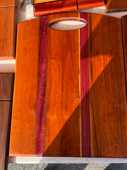 Cutting Board Edge Grain (Cherry with Walnut and Purpleheart stripes)