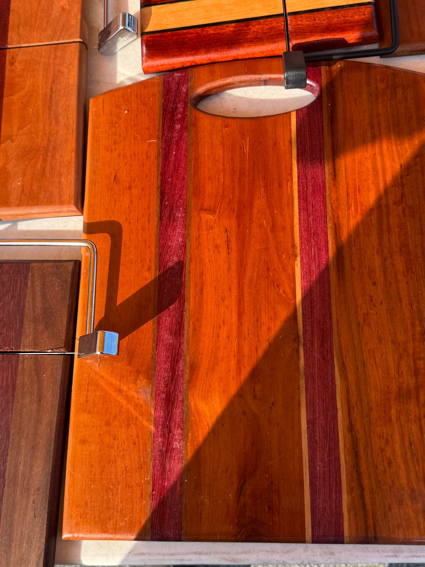 Cutting Board Edge Grain (Cherry with Walnut and Purpleheart stripes)