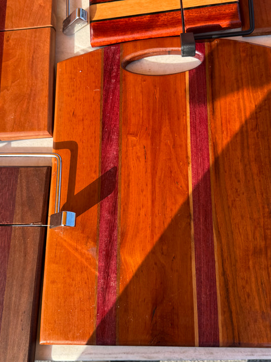 Cutting Board Edge Grain (Cherry with Walnut and Purpleheart stripes)